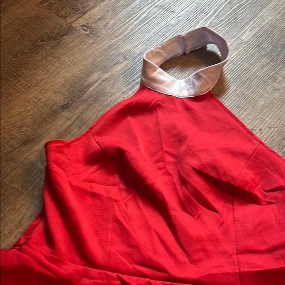 Festive Red Halter Dress with White Fur Trim Santa - Picture 3 of 10